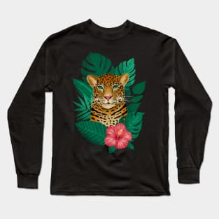 Tropical Jungle Leopard | Green Long Sleeve T-Shirt